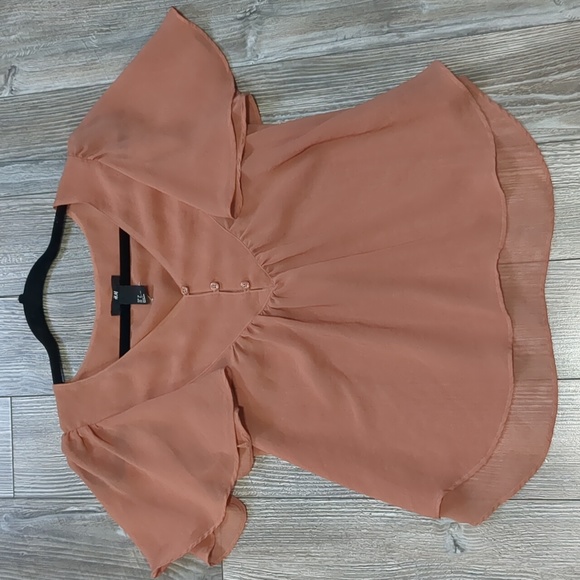 BOGO!! H&M Rust Flowy Blouse Size 2 - Picture 1 of 3